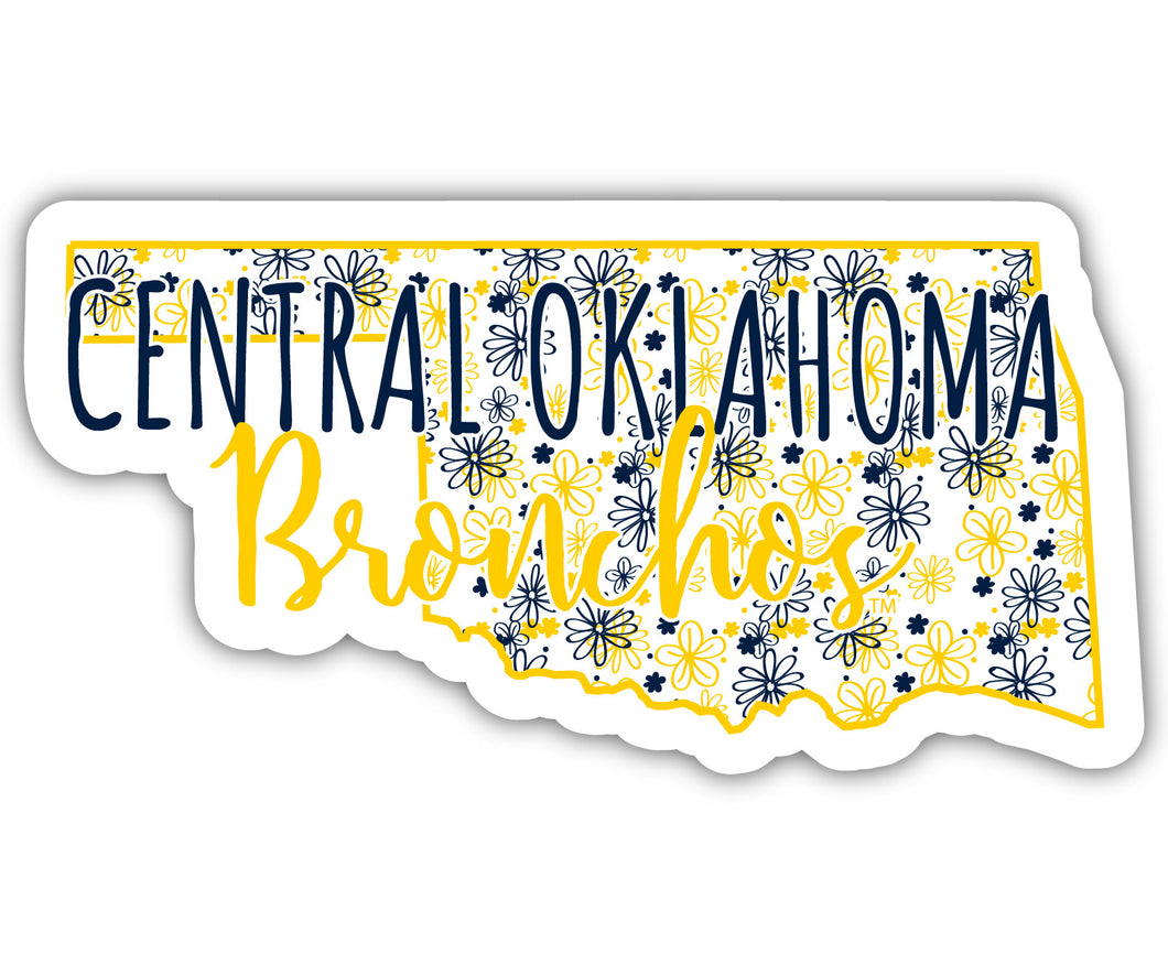 University of Central Oklahoma Bronchos Floral State Die Cut Decal 4-Inch