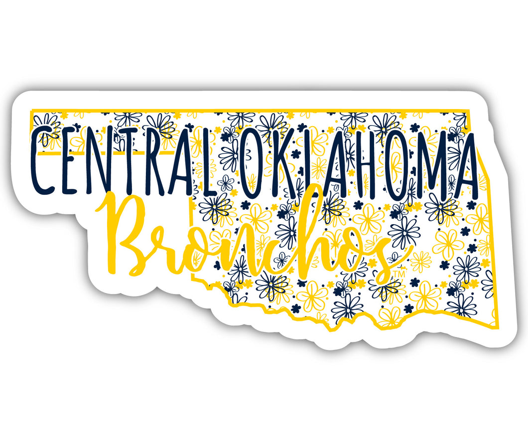 University of Central Oklahoma Bronchos 2-Inch on one of its sides Floral Design NCAA Floral Love Vinyl Sticker - Blossoming School Spirit Decal Sticker