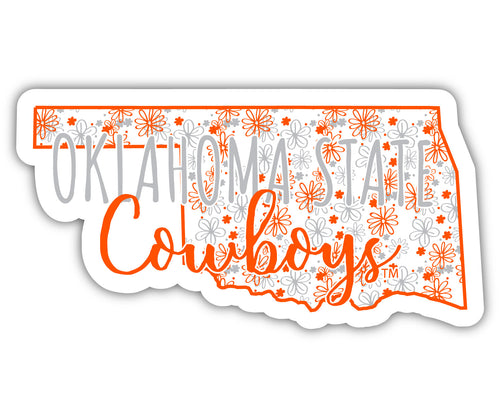 Oklahoma State Cowboys 2-Inch on one of its sides Floral Design NCAA Floral Love Vinyl Sticker - Blossoming School Spirit Decal Sticker