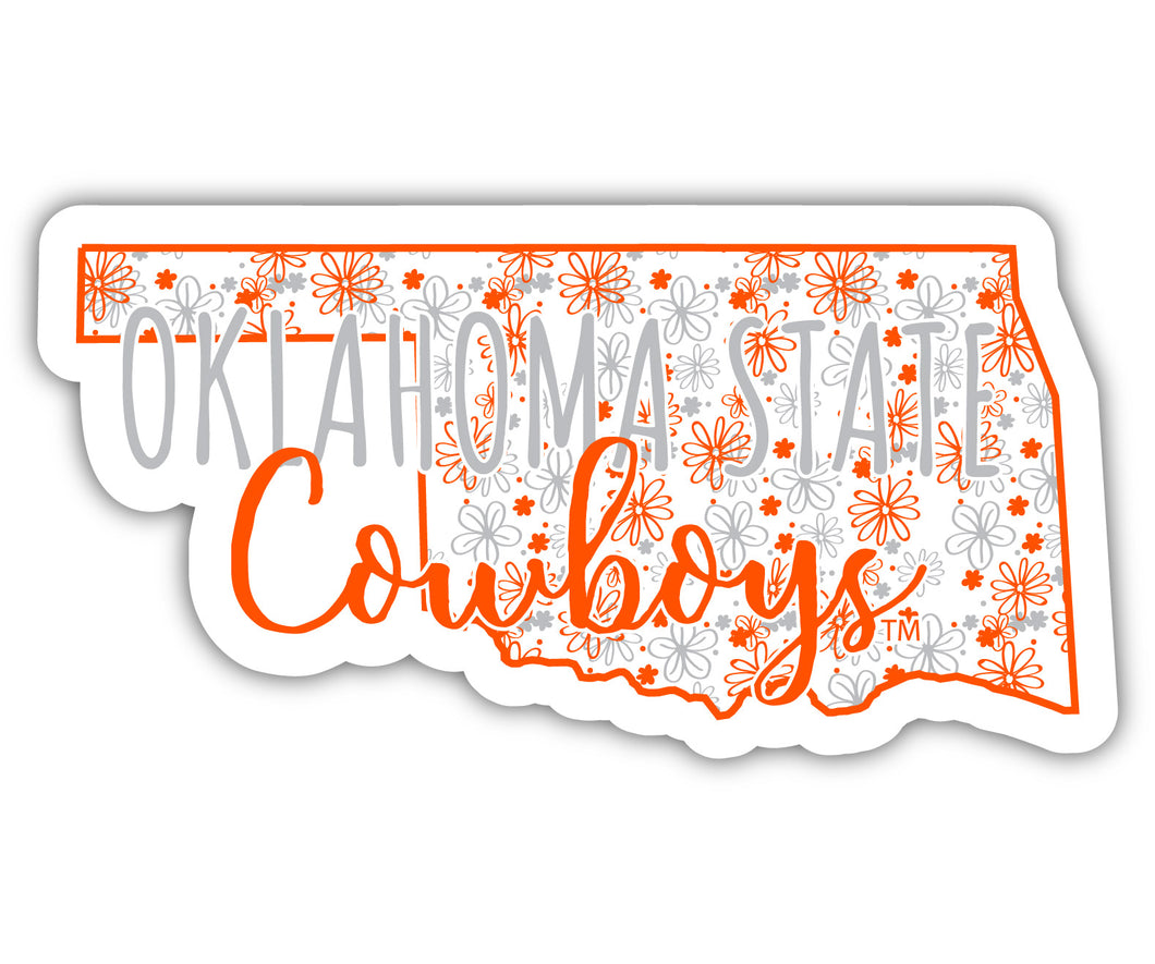 Oklahoma State Cowboys 2-Inch on one of its sides Floral Design NCAA Floral Love Vinyl Sticker - Blossoming School Spirit Decal Sticker