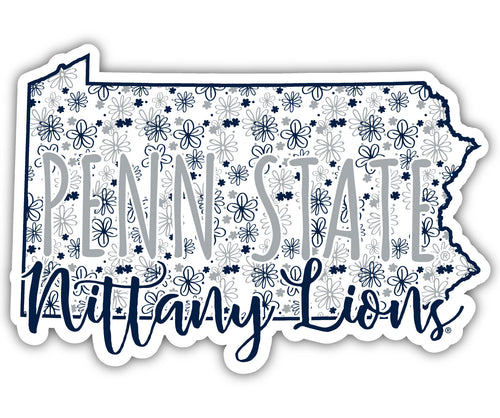 Penn State Nittany Lions 4-Inch State Shaped NCAA Floral Love Vinyl Sticker - Blossoming School Spirit Decal