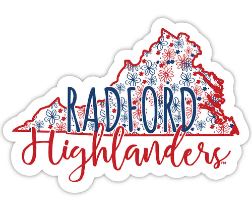 Radford University Highlanders 2-Inch on one of its sides Floral Design NCAA Floral Love Vinyl Sticker - Blossoming School Spirit Decal Sticker