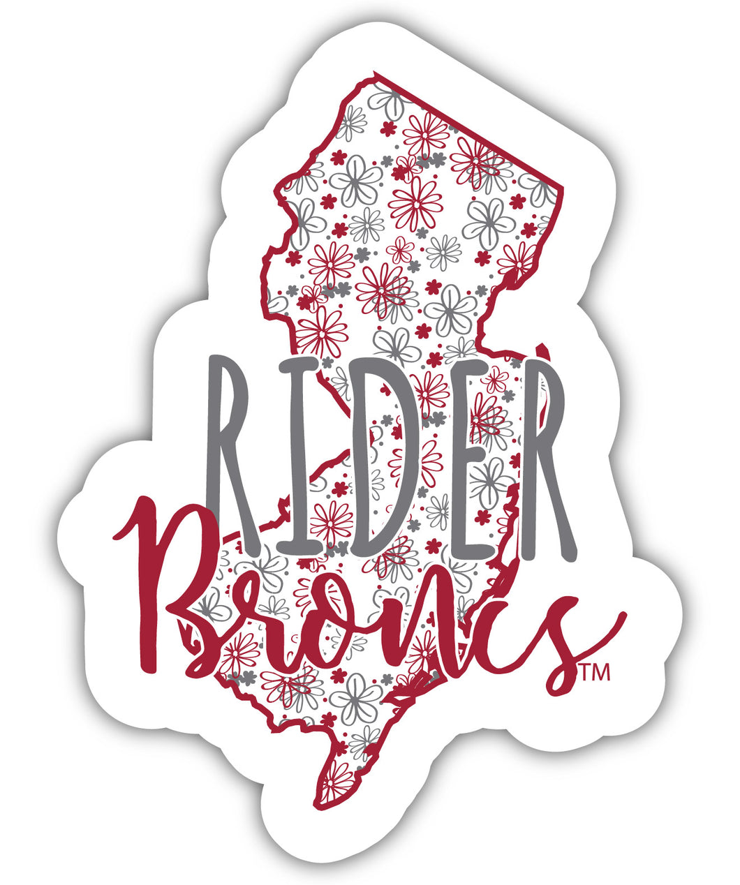 Rider University Broncs 2-Inch on one of its sides Floral Design NCAA Floral Love Vinyl Sticker - Blossoming School Spirit Decal Sticker