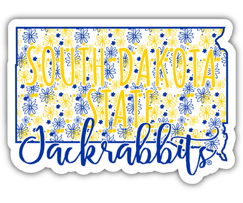 South Dakota State Jackrabbits 2-Inch on one of its sides Floral Design NCAA Floral Love Vinyl Sticker - Blossoming School Spirit Decal Sticker