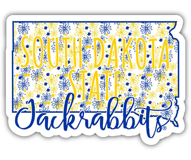 South Dakota State Jackrabbits 2-Inch on one of its sides Floral Design NCAA Floral Love Vinyl Sticker - Blossoming School Spirit Decal Sticker