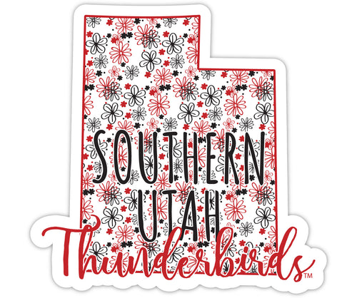 Southern Utah University 4-Inch State Shaped NCAA Floral Love Vinyl Sticker - Blossoming School Spirit Decal
