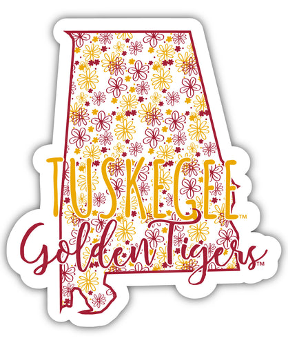 Tuskegee University 2-Inch on one of its sides Floral Design NCAA Floral Love Vinyl Sticker - Blossoming School Spirit Decal Sticker