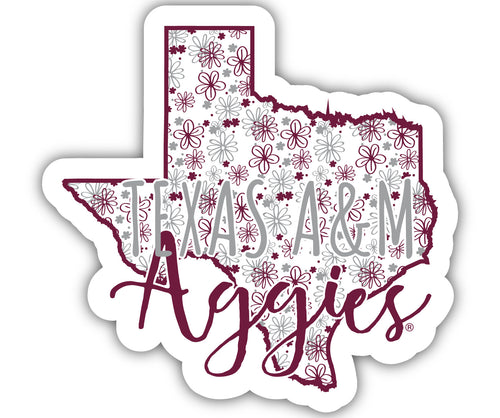 Texas A&M Aggies 2-Inch on one of its sides Floral Design NCAA Floral Love Vinyl Sticker - Blossoming School Spirit Decal Sticker