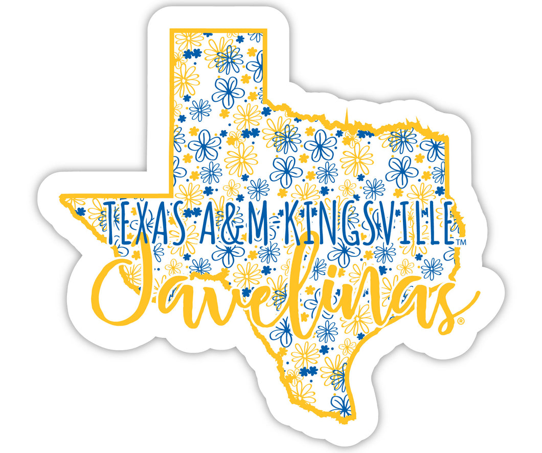 Texas A&M Kingsville Javelinas 2-Inch on one of its sides Floral Design NCAA Floral Love Vinyl Sticker - Blossoming School Spirit Decal Sticker