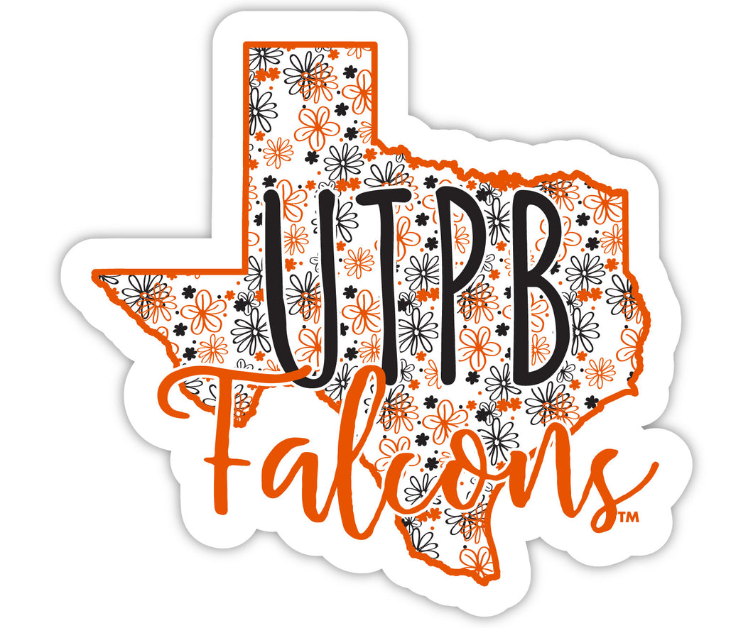University of Texas of the Permian Basin 4-Inch State Shaped NCAA Floral Love Vinyl Sticker - Blossoming School Spirit Decal