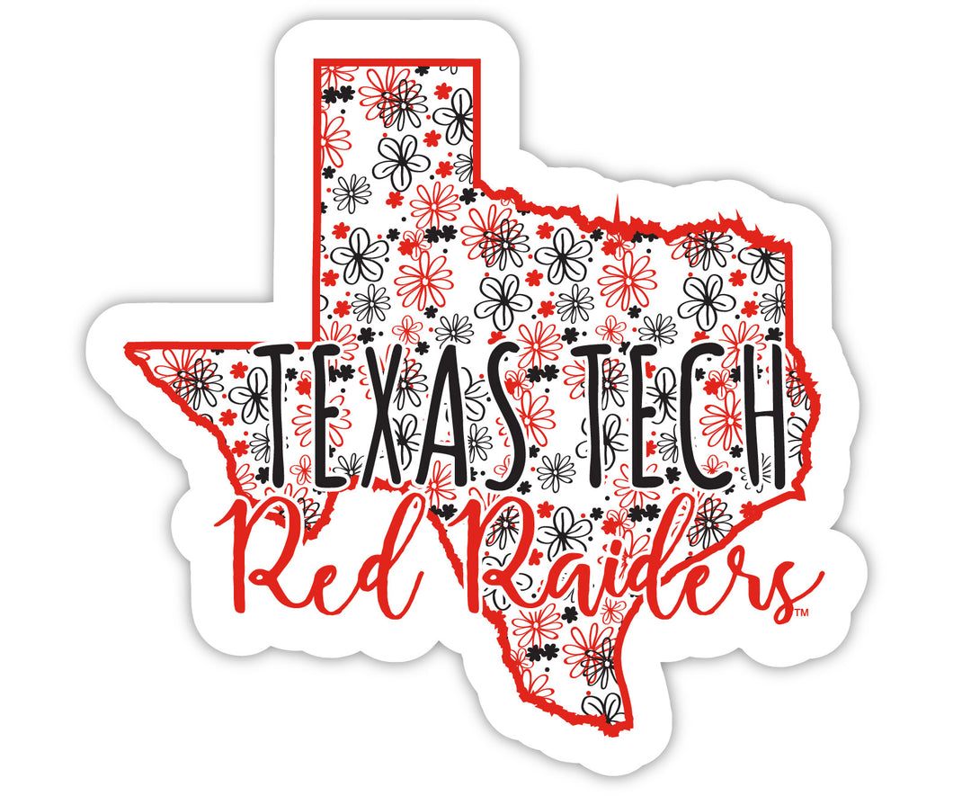Texas Tech Red Raiders 2-Inch on one of its sides Floral Design NCAA Floral Love Vinyl Sticker - Blossoming School Spirit Decal Sticker