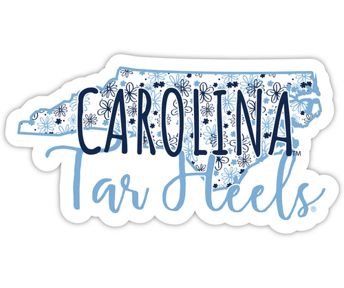 UNC Tar Heels 2-Inch on one of its sides Floral Design NCAA Floral Love Vinyl Sticker - Blossoming School Spirit Decal Sticker