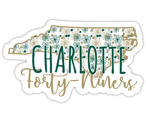 North Carolina Charlotte Forty-Niners 2-Inch on one of its sides Floral Design NCAA Floral Love Vinyl Sticker - Blossoming School Spirit Decal Sticker