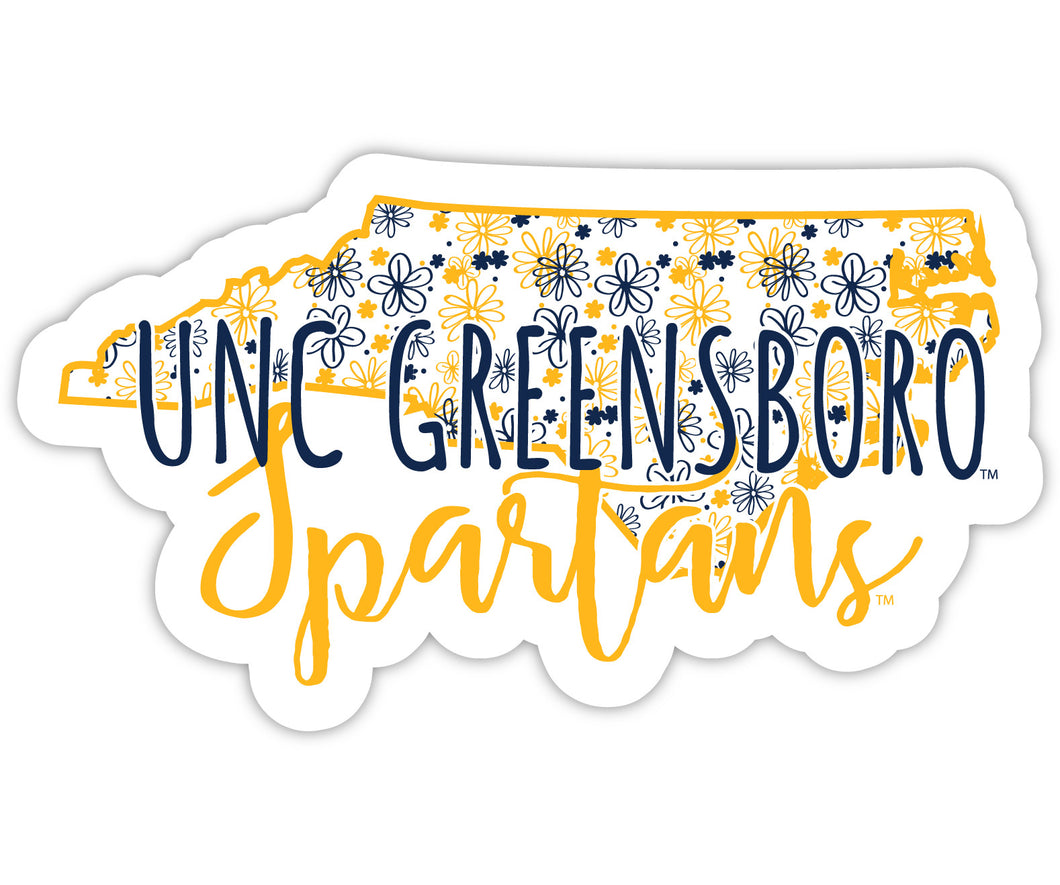 North Carolina Greensboro Spartans 2-Inch on one of its sides Floral Design NCAA Floral Love Vinyl Sticker - Blossoming School Spirit Decal Sticker