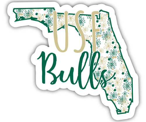 South Florida Bulls 2-Inch on one of its sides Floral Design NCAA Floral Love Vinyl Sticker - Blossoming School Spirit Decal Sticker