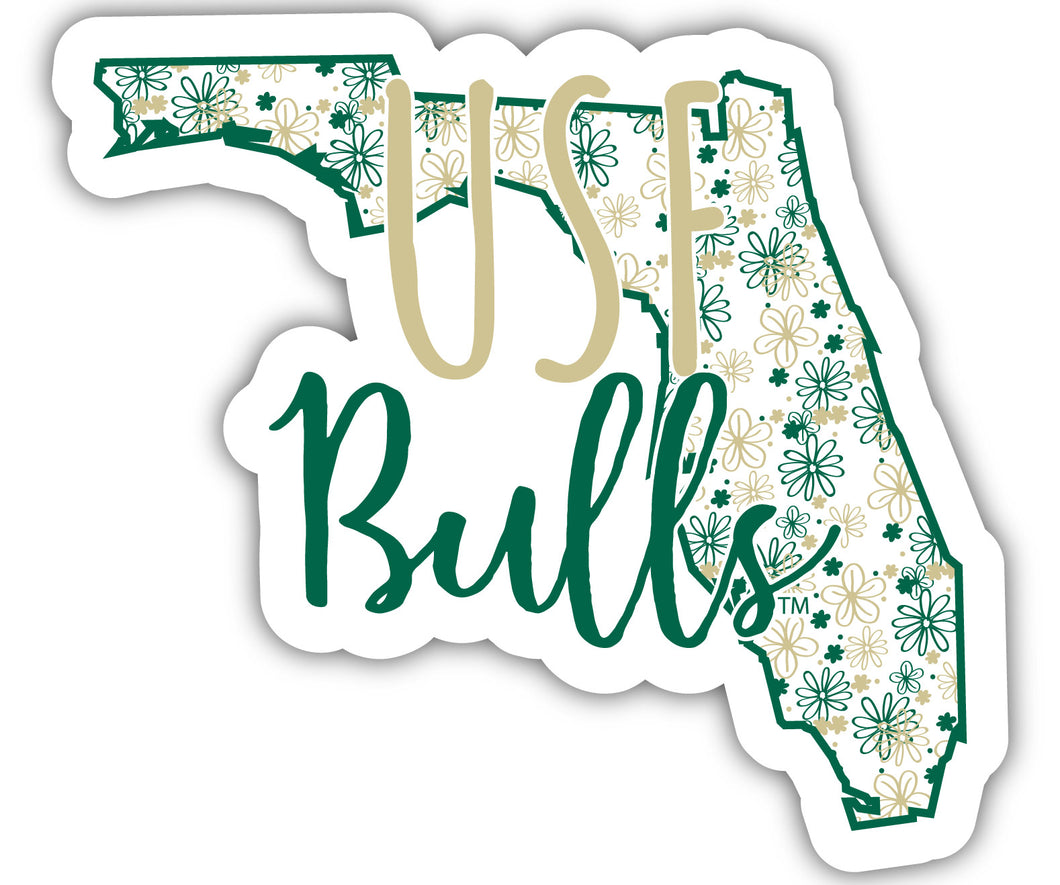 South Florida Bulls 2-Inch on one of its sides Floral Design NCAA Floral Love Vinyl Sticker - Blossoming School Spirit Decal Sticker