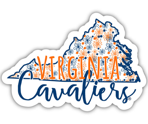 Virginia Cavaliers 2-Inch on one of its sides Floral Design NCAA Floral Love Vinyl Sticker - Blossoming School Spirit Decal Sticker