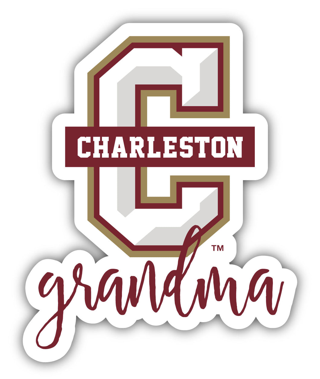 College of Charleston 4-Inch Proud Grandma NCAA - Durable School Spirit Vinyl Decal Perfect Gift for Grandma
