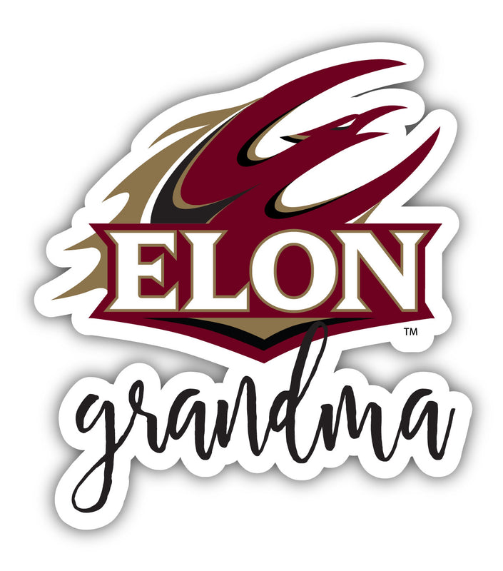 Elon University 4-Inch Proud Grandma NCAA - Durable School Spirit Vinyl Decal Perfect Gift for Grandma