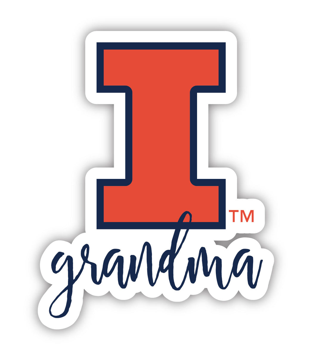 Illinois Fighting Illini 4-Inch Proud Grandma NCAA - Durable School Spirit Vinyl Decal Perfect Gift for Grandma