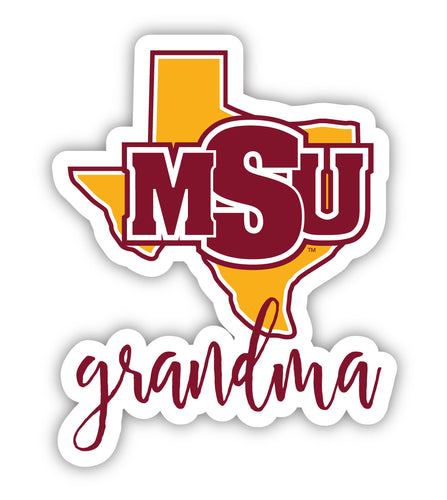 Midwestern State University Mustangs 4-Inch Proud Grandma NCAA - Durable School Spirit Vinyl Decal Perfect Gift for Grandma