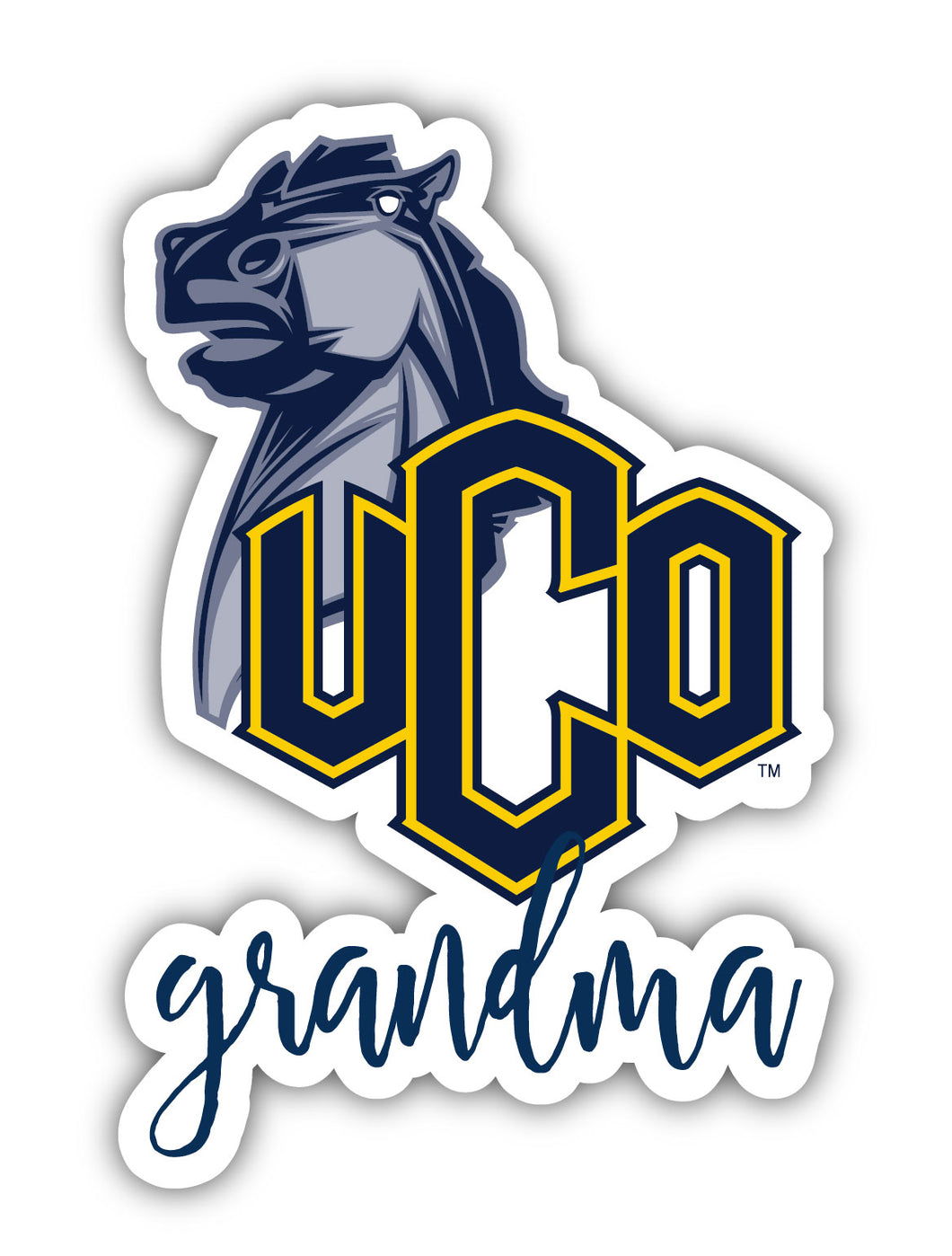 University of Central Oklahoma Bronchos 4-Inch Proud Grandma NCAA - Durable School Spirit Vinyl Decal Perfect Gift for Grandma