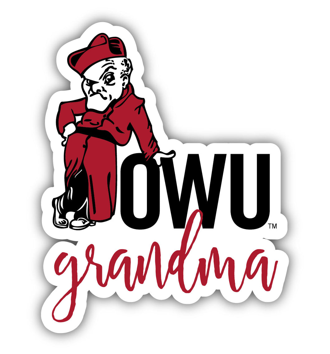 Ohio Wesleyan University 4-Inch Proud Grandma NCAA - Durable School Spirit Vinyl Decal Perfect Gift for Grandma