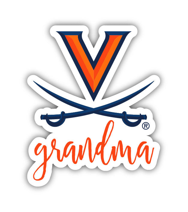 Virginia Cavaliers 4-Inch Proud Grandma NCAA - Durable School Spirit Vinyl Decal Perfect Gift for Grandma
