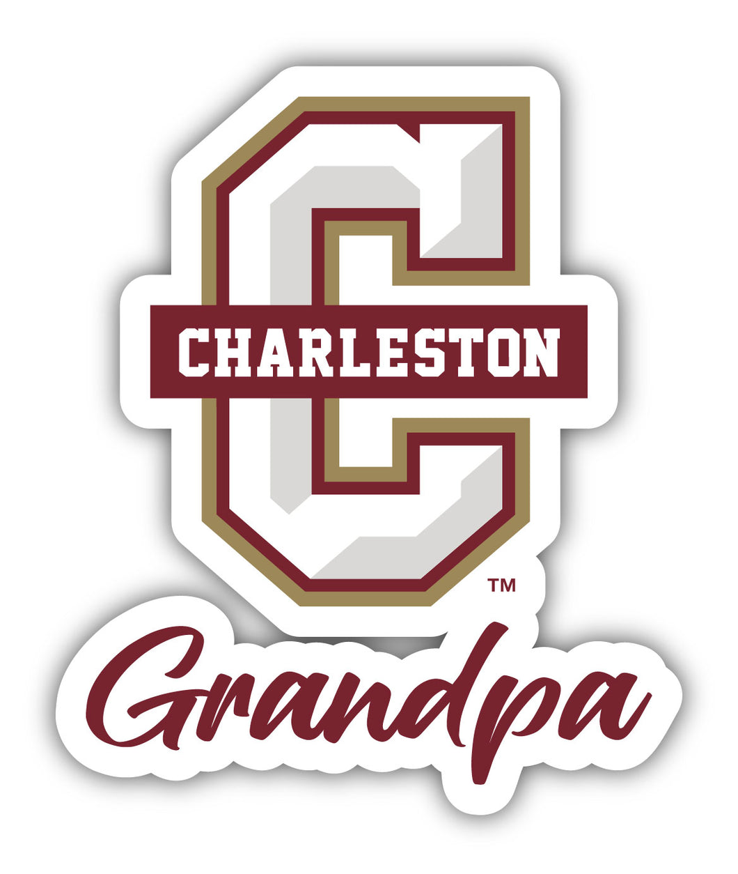 College of Charleston 4-Inch Proud Grandpa NCAA - Durable School Spirit Vinyl Decal Perfect Gift for Grandpa