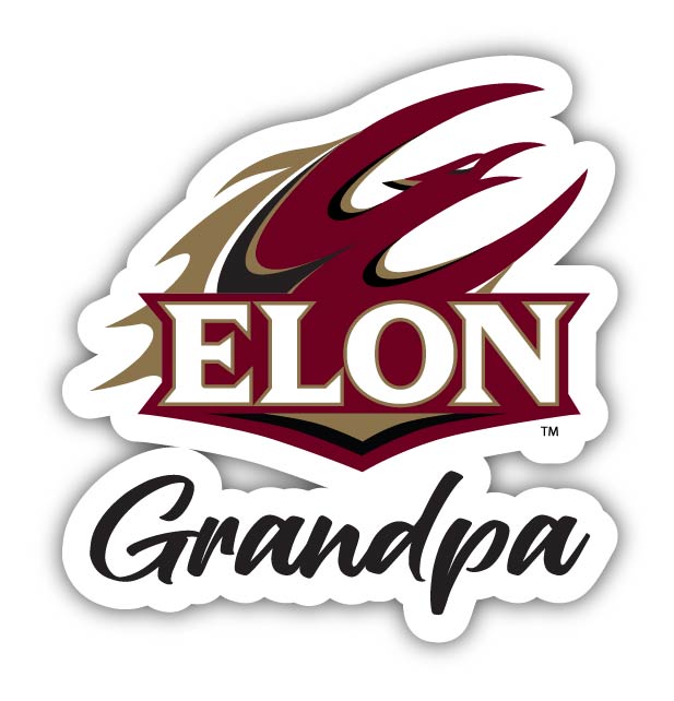 Elon University 4-Inch Proud Grandpa NCAA - Durable School Spirit Vinyl Decal Perfect Gift for Grandpa