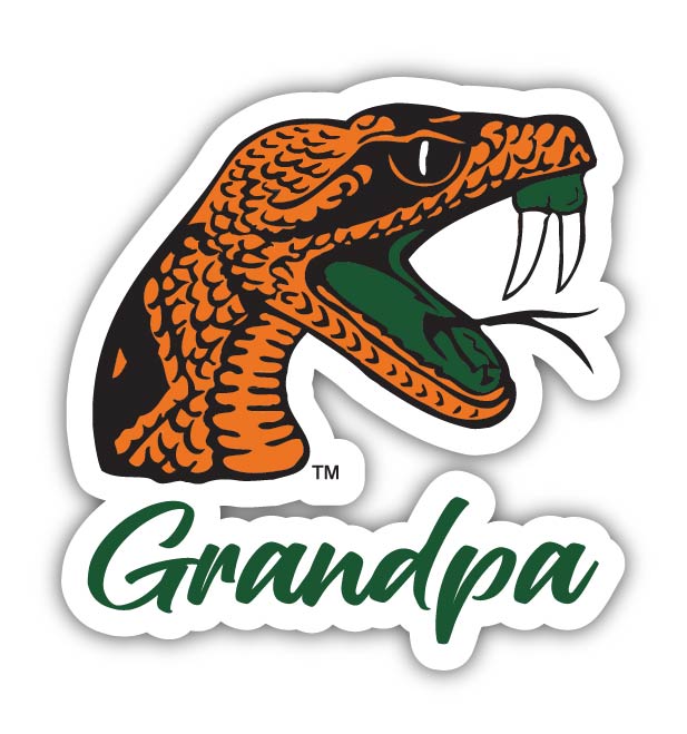 Florida A&M Rattlers 4-Inch Proud Grandpa NCAA - Durable School Spirit Vinyl Decal Perfect Gift for Grandpa