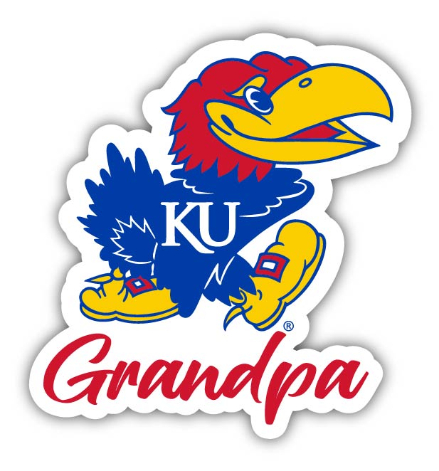 Kansas Jayhawks 4-Inch Proud Grandpa NCAA - Durable School Spirit Vinyl Decal Perfect Gift for Grandpa