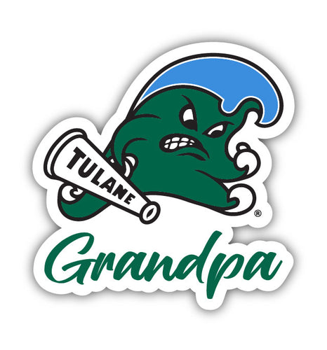 Tulane University Green Wave 4-Inch Proud Grandpa NCAA - Durable School Spirit Vinyl Decal Perfect Gift for Grandpa