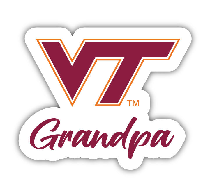 Virginia Tech Hokies 4-Inch Proud Grandpa NCAA - Durable School Spirit Vinyl Decal Perfect Gift for Grandpa