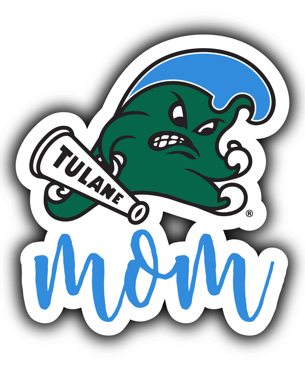 Tulane University Green Wave 4-Inch Proud Mom NCAA - Durable School Spirit Vinyl Decal Perfect Gift for Mom