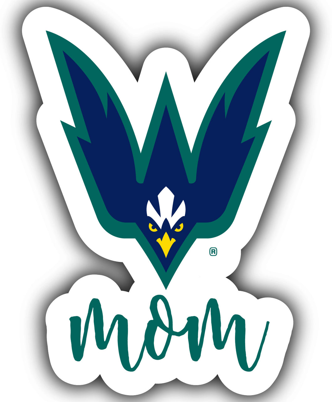 North Carolina Wilmington Seahawks 4-Inch Proud Mom NCAA - Durable School Spirit Vinyl Decal Perfect Gift for Mom