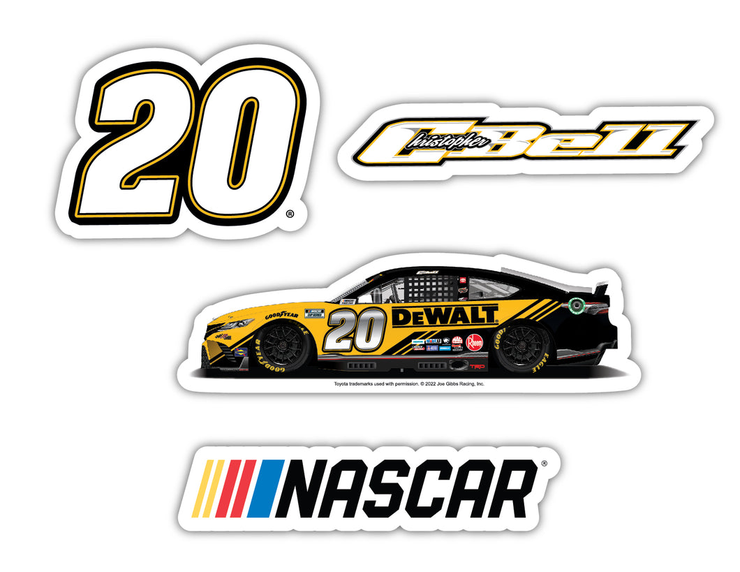 Christopher Bell #20 NASCAR Cup Series 4 Pack Laser Cut Decal