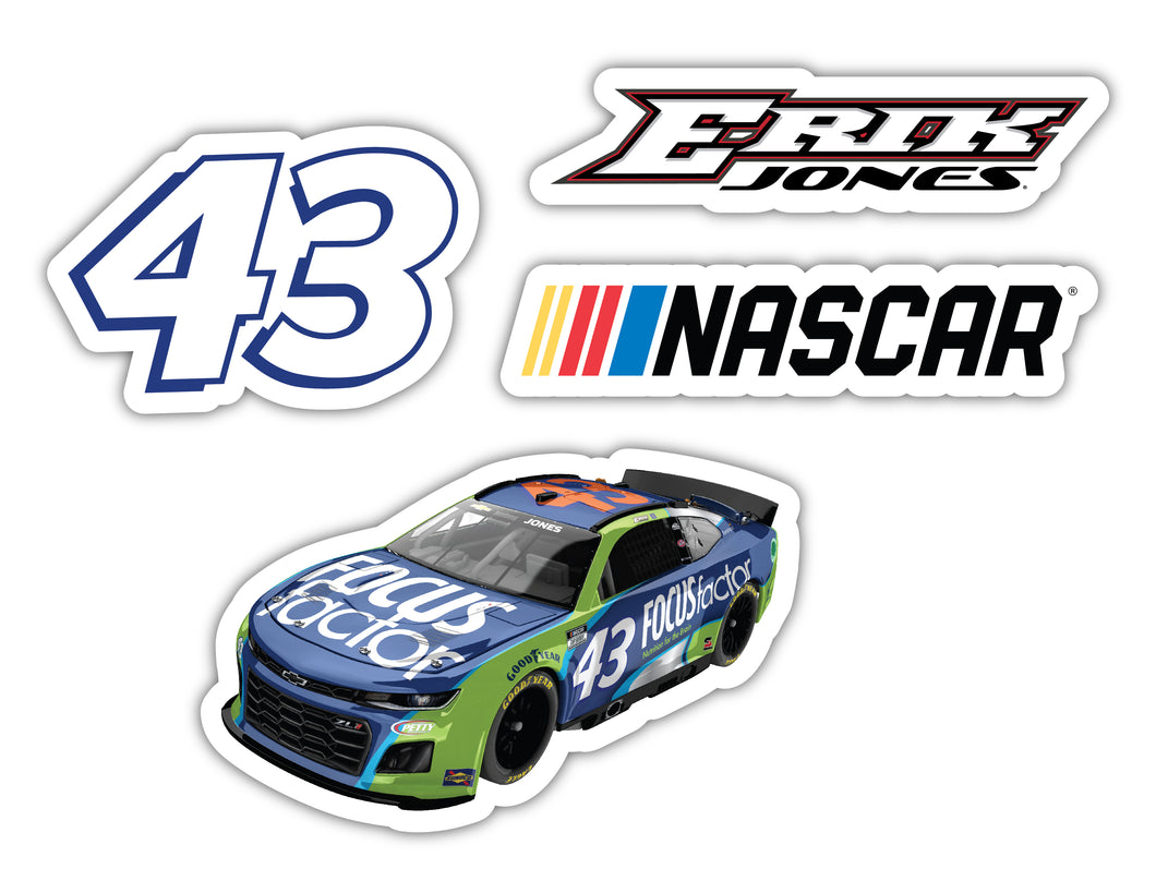 Erik Jones #43 NASCAR Cup Series 4 Pack Laser Cut Decal