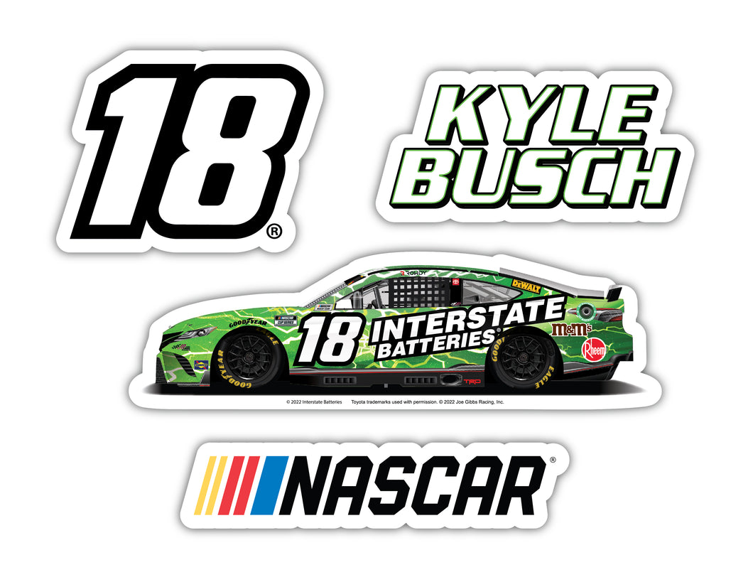 Kyle Busch #18 NASCAR Cup Series 4 Pack Laser Cut Decal