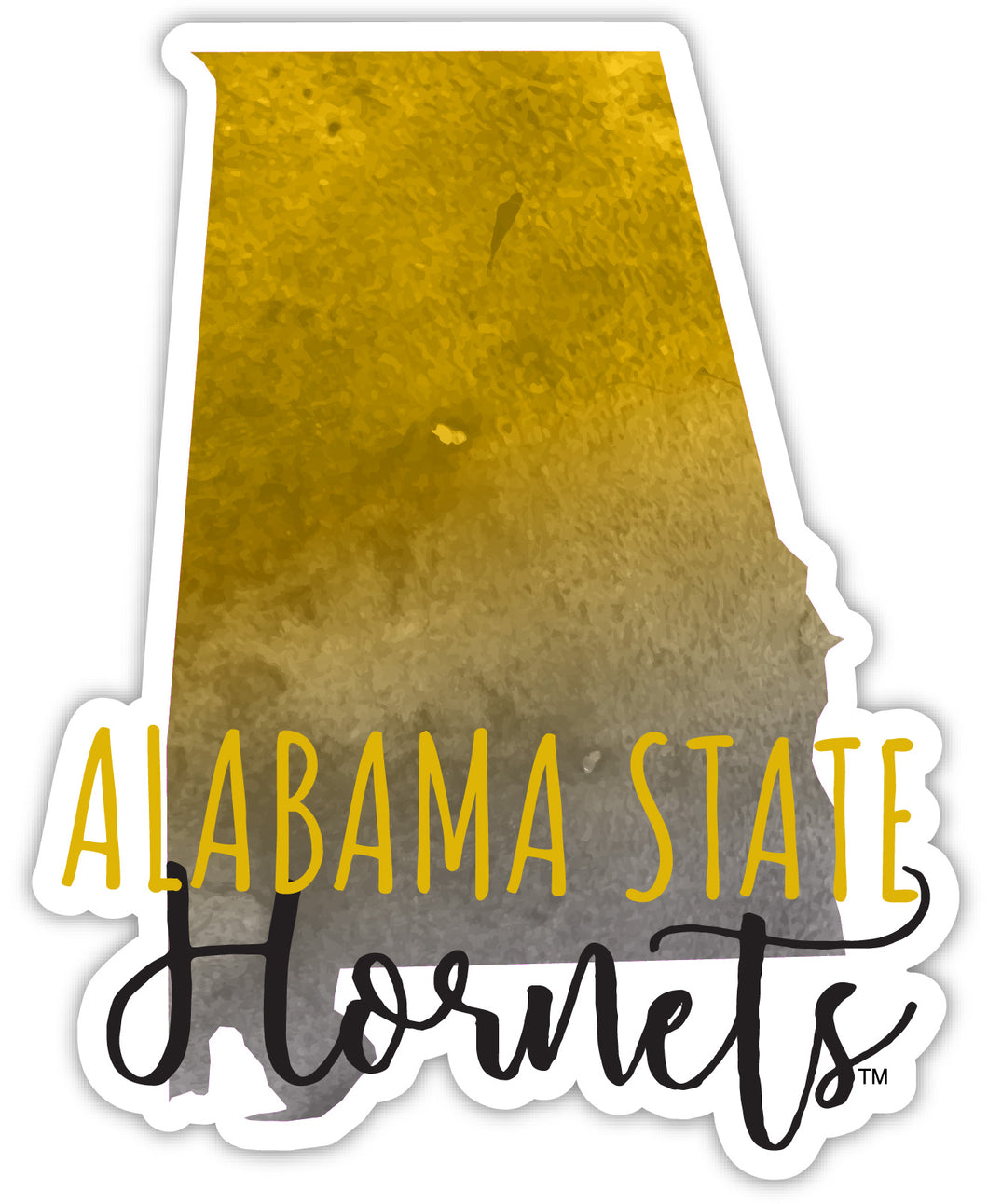 Alabama State University 4-Inch Watercolor State Shaped NCAA Vinyl Decal Sticker for Fans, Students, and Alumni