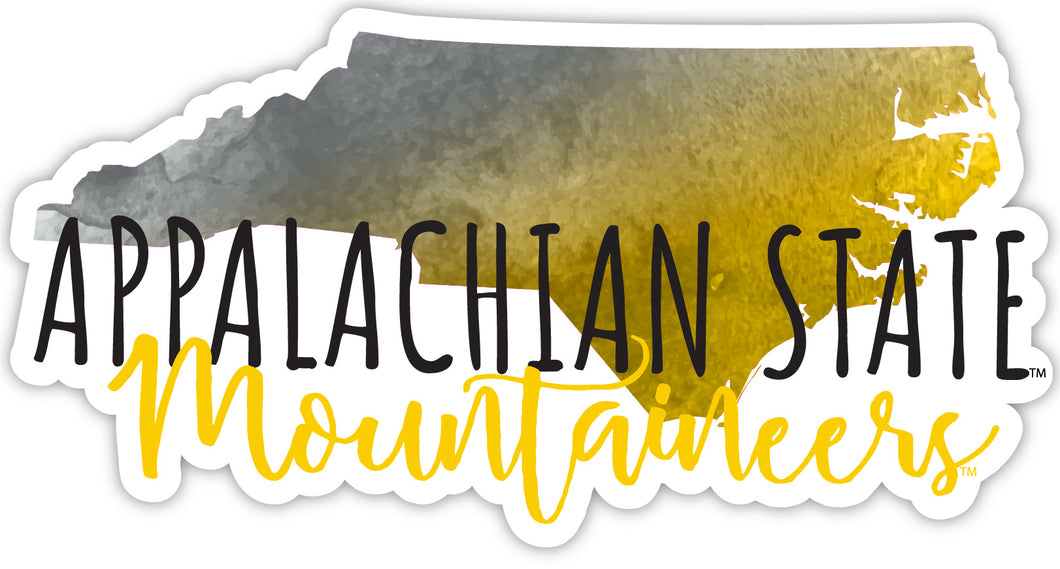 Appalachian State 4-Inch Watercolor State Shaped NCAA Vinyl Decal Sticker for Fans, Students, and Alumni