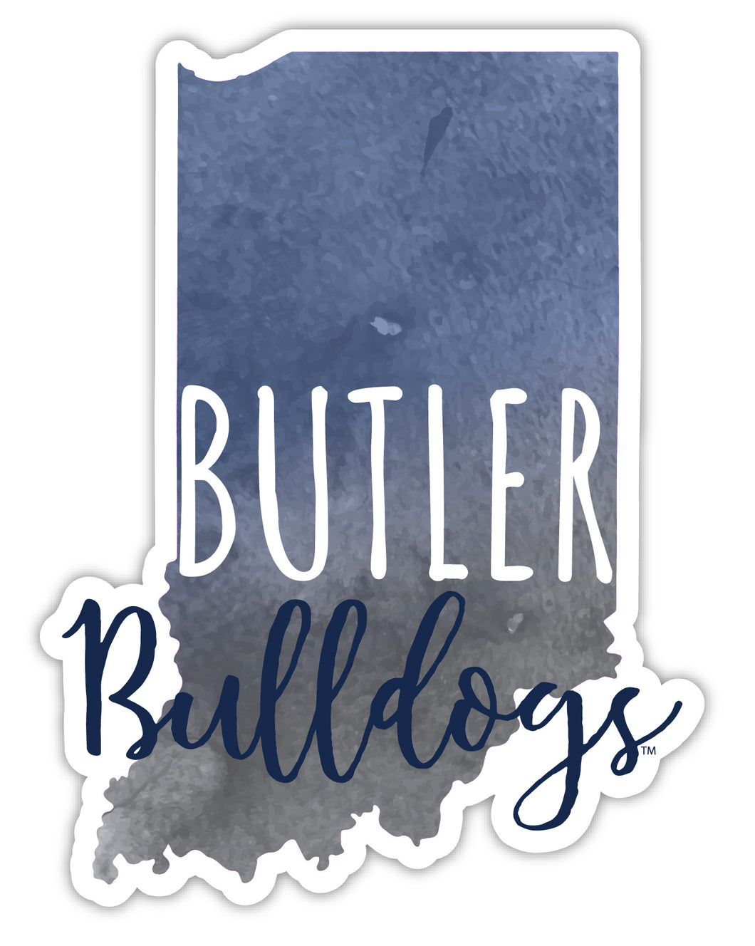 Butler Bulldogs 4-Inch Watercolor State Shaped NCAA Vinyl Decal Sticker for Fans, Students, and Alumni