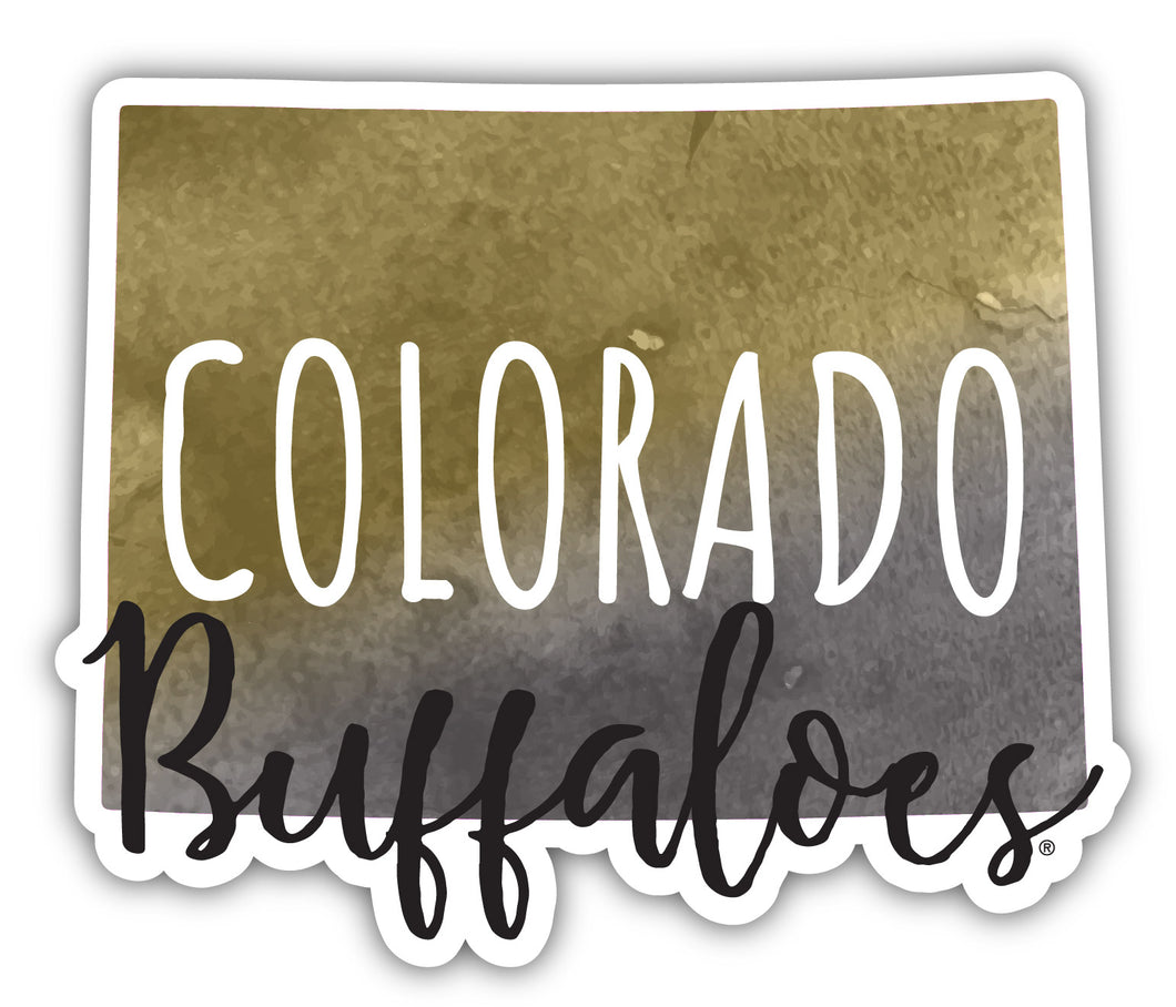 Colorado Buffaloes 4-Inch Watercolor State Shaped NCAA Vinyl Decal Sticker for Fans, Students, and Alumni