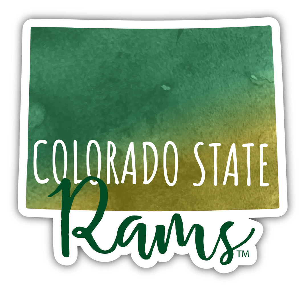 Colorado State Rams 4-Inch Watercolor State Shaped NCAA Vinyl Decal Sticker for Fans, Students, and Alumni