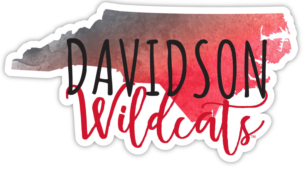 Davidson College 4-Inch Watercolor State Shaped NCAA Vinyl Decal Sticker for Fans, Students, and Alumni