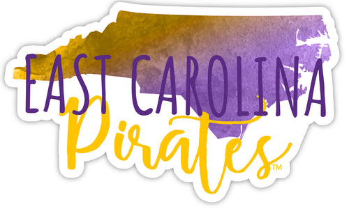 East Carolina Pirates 4-Inch Watercolor State Shaped NCAA Vinyl Decal Sticker for Fans, Students, and Alumni