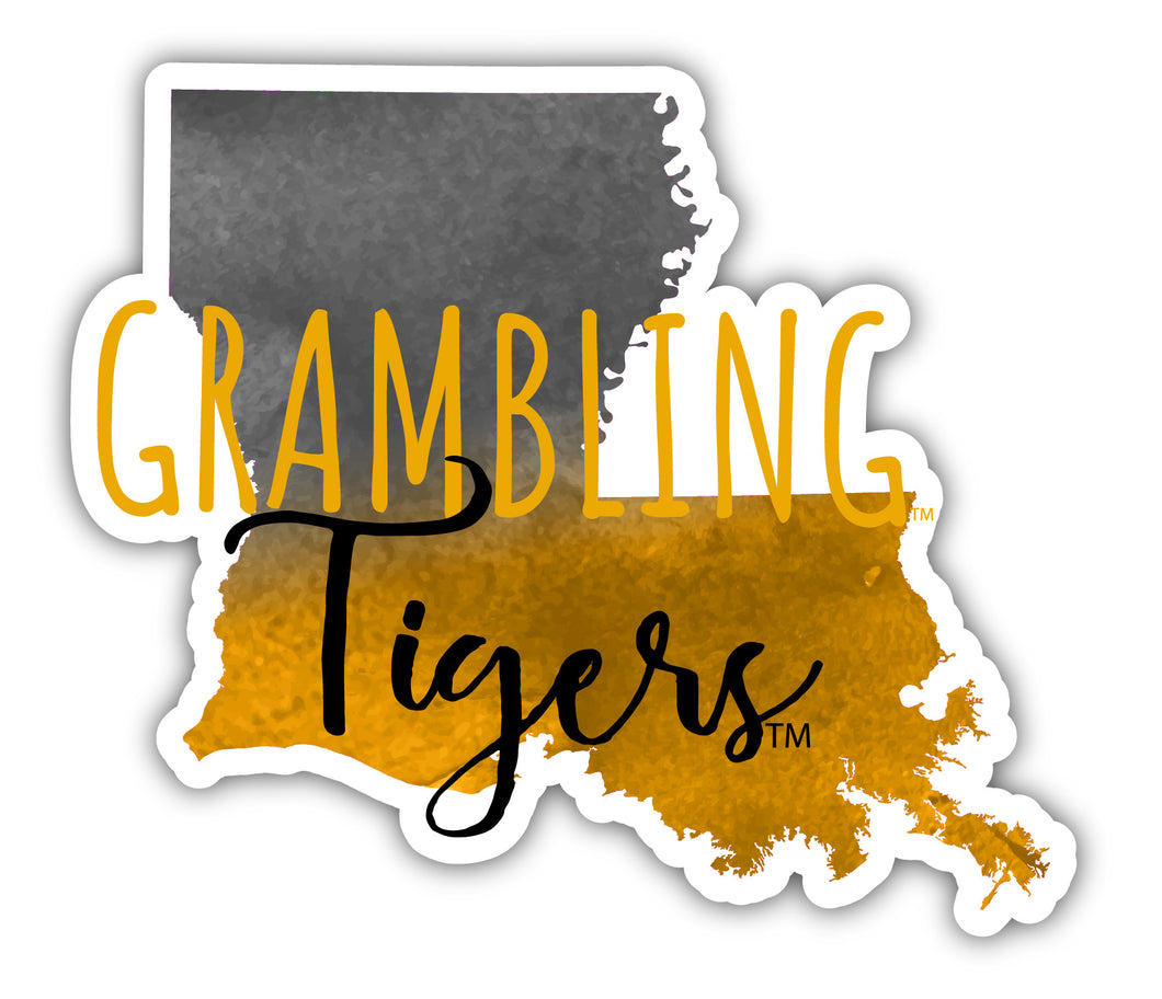 Grambling State Tigers 4-Inch Watercolor State Shaped NCAA Vinyl Decal Sticker for Fans, Students, and Alumni