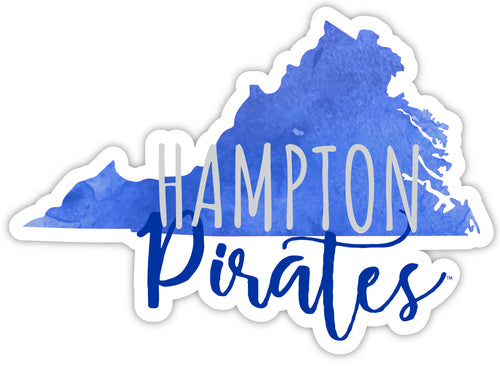 Hampton University 4-Inch Watercolor State Shaped NCAA Vinyl Decal Sticker for Fans, Students, and Alumni
