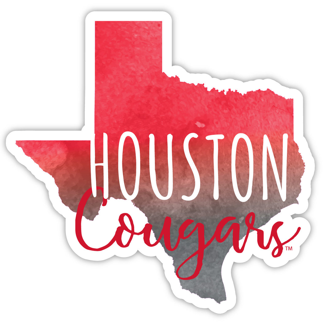 University of Houston 4-Inch Watercolor State Shaped NCAA Vinyl Decal Sticker for Fans, Students, and Alumni