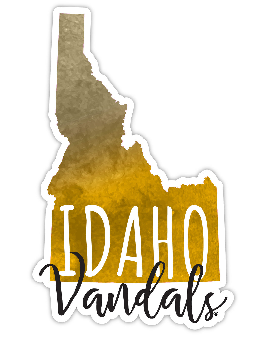 Idaho Vandals 4-Inch Watercolor State Shaped NCAA Vinyl Decal Sticker for Fans, Students, and Alumni